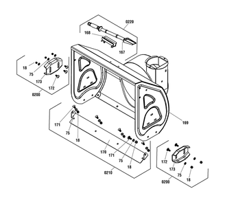 Auger Housing Group Diagram and Parts List for 1696618-00-S1024  Briggs and Stratton Snow Blower